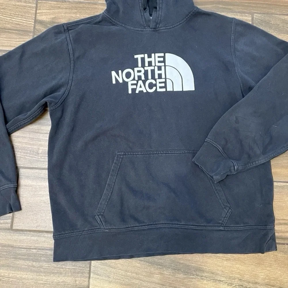The North Face Hoodie Mens Large Black Big Logo Pullover Sweatshirt